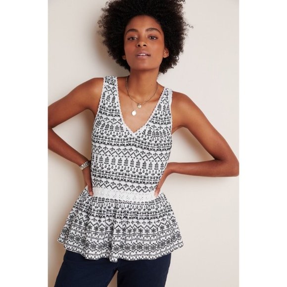 Anthropologie | NWT Cammie Embroidered Peplum Top - Picture 2 of 16